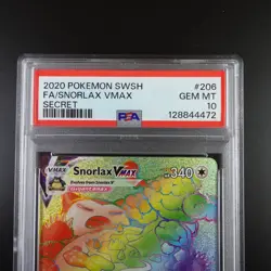 PSA 10 Snorlax Vmax 206/202 Pokemon Sword and Shield Rainbow Holo Graded Card - Image 2
