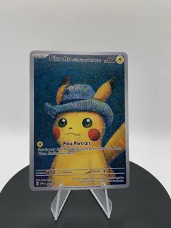 Pokemon Pikachu Grey Felt Hat Van Gogh Fan Art Custom Made Card - Image 1