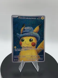 Pokemon Pikachu Grey Felt Hat Van Gogh Fan Art Custom Made Card - Image 2