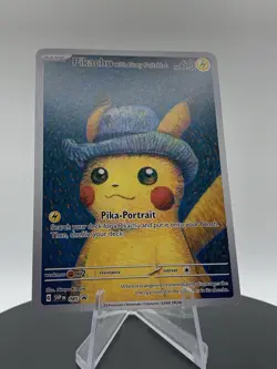Pokemon Pikachu Grey Felt Hat Van Gogh Fan Art Custom Made Card - Image 3