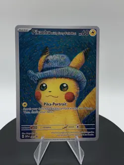 Pokemon Pikachu Grey Felt Hat Van Gogh Fan Art Custom Made Card - Image 4