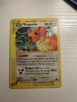 Pokemon TCG Dragonite Expedition Base Set Holo Rare Card 9/165 - Image 1