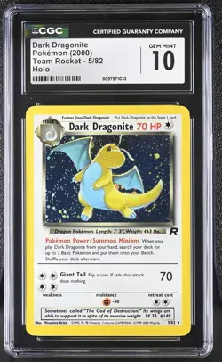 CGC 10 GEM MINT Dark Dragonite 2000 Team Rocket 5/82 Holo Pokemon Card - Image 1