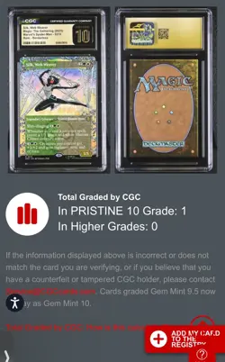 MTG Silk, Web Weaver 0215 (Borderless) Marvel's Spider-Man CGC Pristine 10 - Image 2