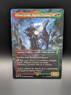MTG - Owen Grady, Raptor Trainer - BORDERLESS - Legendary Creature - REX 16 - NM - Image 1