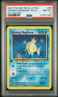 2001 POKEMON NEO REVELATION 1ST ED #66 SHINING MAGIKARP-HOLO PSA 8 - Image 1