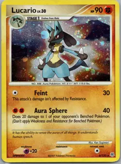 Lucario LV.30 6/130 Holo Rare Diamond & Pearl Pokemon MP/HP US Seller Free Ship - Image 1