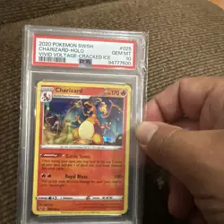 2020 POKEMON SWORD & SHIELD VIVID VOLTAGE CRACKED ICE #025 CHARIZARD-HOLO PSA 10 - Image 1