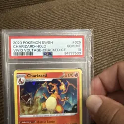 2020 POKEMON SWORD & SHIELD VIVID VOLTAGE CRACKED ICE #025 CHARIZARD-HOLO PSA 10 - Image 2