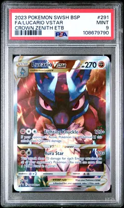 2023 POKEMON SWSH BLACK STAR PROMO #291 FULL ART/LUCARIO VSTAR PSA 9 - Image 1