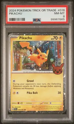 2024 Pokemon Trick Or Trade #018 Pikachu PSA 8 - Image 1