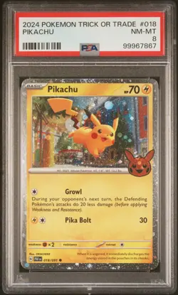 2024 Pokemon Trick Or Trade #018 Pikachu PSA 8 - Image 2