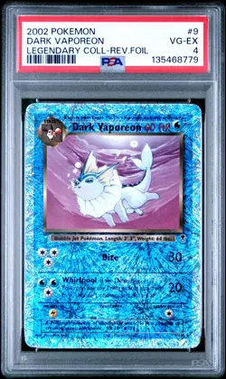 2002 Pokemon Legendary Collection Dark Vaporeon #9 Reverse Foil PSA 4 - Image 1