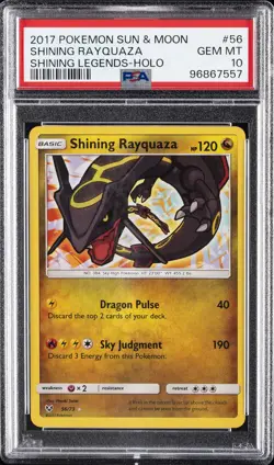 2017 POKEMON SUN & MOON SHINING LEGENDS #56 SHINING RAYQUAZA-HOLO PSA 10 - Image 1
