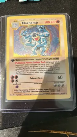 Pokemon Machamp 8/102 Base Set Holo Rare 100 HP Stage 2 WOTC Card - Image 1