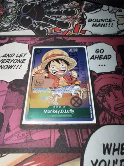 Monkey D Luffy P-037 1st Anniversary Tournament STAMP Promo Holo One Piece Card - Image 1