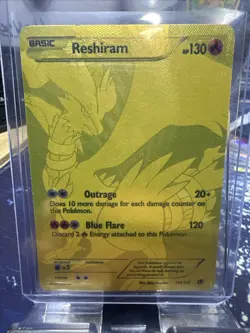 Reshiram 114/113 Legendary Treasures Holo SECRET RARE FULL GOLD CARD LP - Image 1