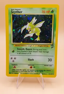 Scyther Base Set 2 Holo Rare No. 17/130 Pokemon Card - 2000 SWIRL - Image 1