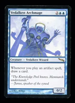 * * 1x Vedalken Archmage x1 * * Mirrodin MTG MP Moderately Played - Image 1