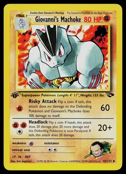 Pokemon Card - Giovanni's Machoke Gym Challenge 42/132 1st Edition - Image 1