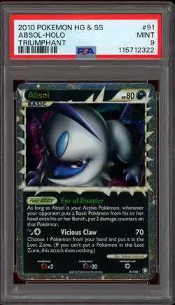 Pokemon PSA 9 Absol Prime 97/102 HeartGold & SoulSilver Triumphant Mint - Image 1