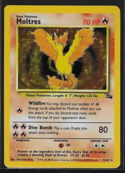 Pokemon TCG Moltres 12/62 Holo Rare Fossil WOTC Pokemon Card LP - Image 1