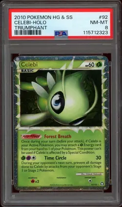Pokemon PSA 8 Celebi Prime 92/102 HeartGold & SoulSilver Triumphant Ultra Rare - Image 1