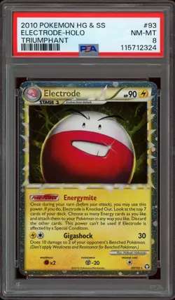 Pokemon PSA 8 Electrode Prime 93/102 HeartGold & SoulSilver Triumphant Near Mint - Image 1