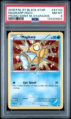 2016 POKEMON XY BLACK STAR PROMO SHINY MEGA GYARADOS #XY143 MAGIKARP-HOLO PSA 8 - Image 1