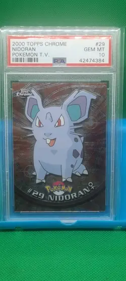 PSA 10 Gem Mint 2000 TOPPS CHROME POKEMON T.V #29 NIDORAN Vintage Graded English - Image 1
