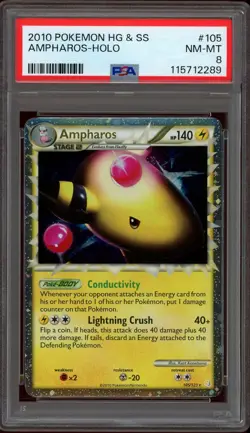Pokemon PSA 8 Ampharos Prime 105/123 HeartGold & SoulSilver 2010 Near Mint - Image 1