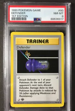 1999 Pokemon Game Base Set 1st Edition #80 DEFENDER PSA 8 Shadowless - Image 1