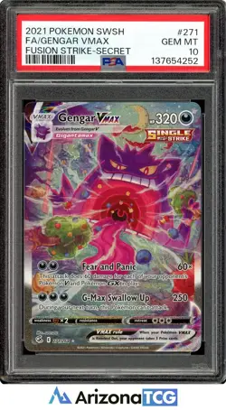 Pokemon 2021 Gengar VMAX 271/264 Alt Art Fusion Strike GEM MINT PSA 10 - Image 1
