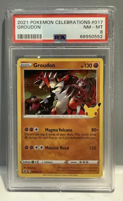 Pokemon 2021 TCG Groudon Holo Rare Card 017/025 Celebrations PSA 8 - Image 1