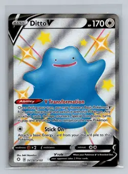 Ditto V SHINY SV118/SV122 Shining Fates NM Full Art Ultra Rare Pokemon Card - Image 1