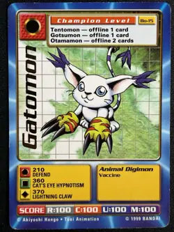 1999 Gatomon Bo-15 Series 1 Booster Digimon Card Digi-Battle Bandai TCG - Image 2
