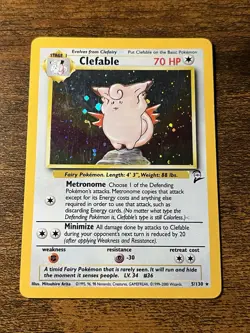 Pokemon TCG Clefable Base Set 2 Holo Card 5/130 - Image 1
