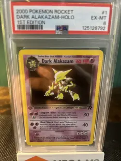Pokemon Dark Alakazam 1st Edition 2000 PSA 6 1/82 Holo Swirl Rare Card - Image 2