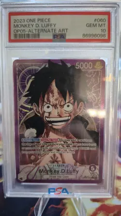 One Piece Card Game TCG OP05-060 Monkey.D.Luffy Alt Art Leader PSA 10 - Image 3