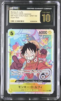 CGC PRISTINE 10 Monkey D. Luffy OP07-109 500 YEARS ONE PIECE Card Japanese - Image 1