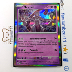 Mewtwo HOLO RARE card 150/165 Scarlet & Violet 151 Pokemon 2023 LP - Image 1