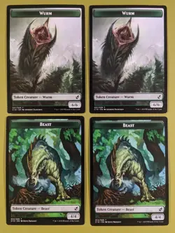 DOUBLE SIDED Beast (014) & Wurm Token x4 Commander 2019 4x MTG - Image 1