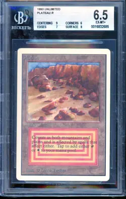 Plateau 1993 Unlimited Edition Regular Dual Land BGS 6.5 EX-MT+ MTG - Image 1