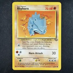 Pokemon TCG Rhyhorn Jungle Base Set 61/64 Unlimited Common WOTC Card - Image 1