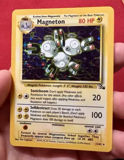 Pokemon TCG Magneton 11/62 Fossil Unlimited Holo Rare - Image 1