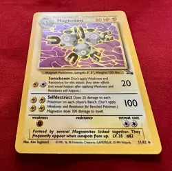 Pokemon TCG Magneton 11/62 Fossil Unlimited Holo Rare - Image 3