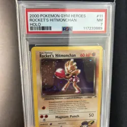 Rocket’s Hitmonchan 11/132 HOLO PSA 7 - 2000 Pokemon Gym Heroes NM - SWIRL - Image 2