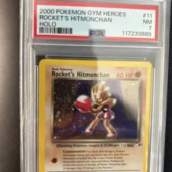 Rocket’s Hitmonchan 11/132 HOLO PSA 7 - 2000 Pokemon Gym Heroes NM - SWIRL - Image 3