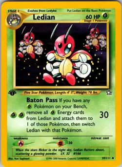Ledian 1st Edition Uncommon Neo Genesis 039/111 NM - Pokemon TCG - Image 1