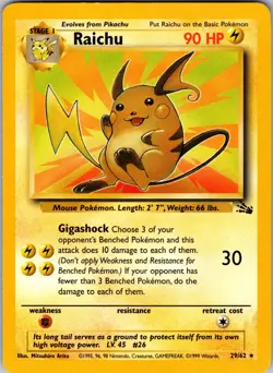 Raichu (29) Rare Fossil 29/62 NM/LP - Pokemon TCG - Image 1